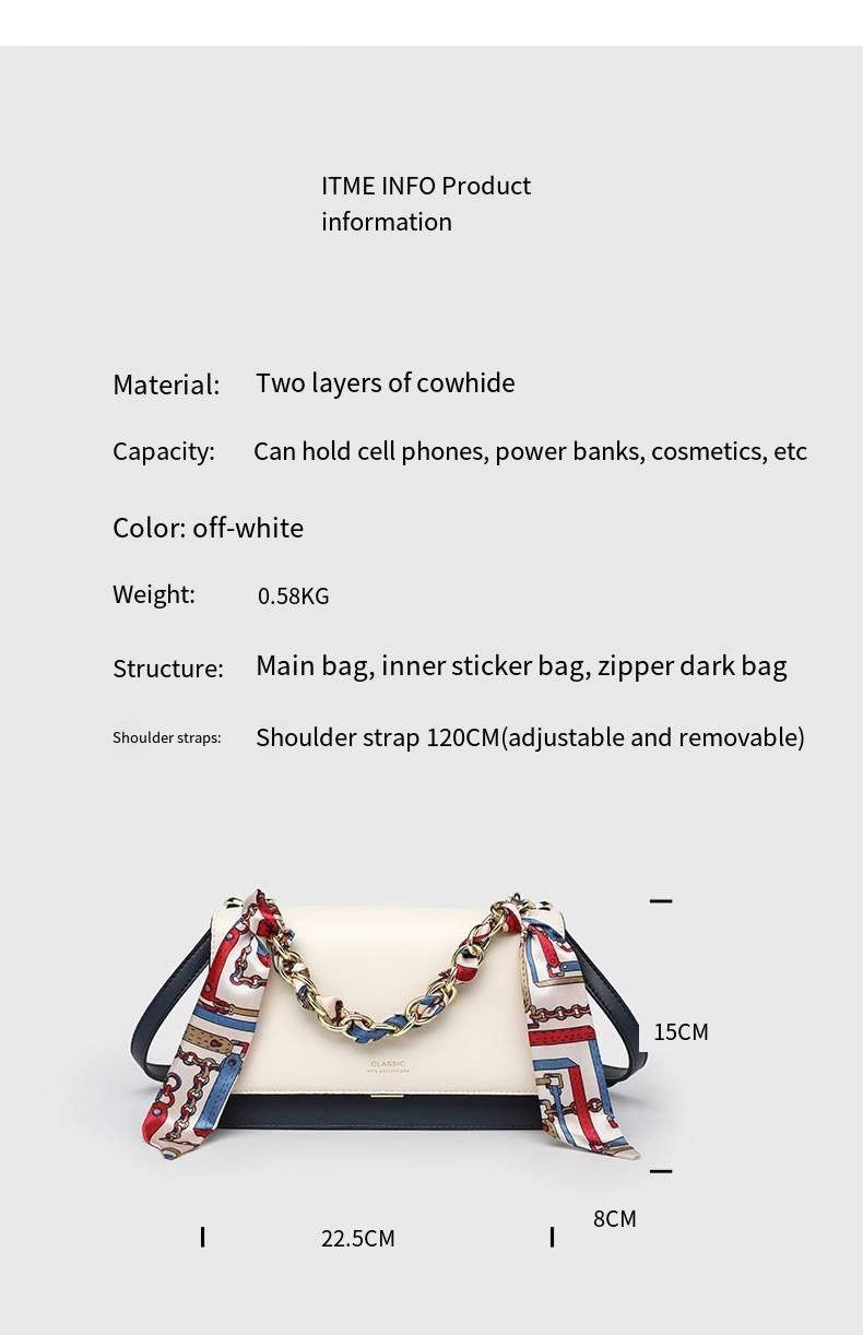 Womens Classic Chain Strap Crossbody Small Square Handbag with Contrast Color